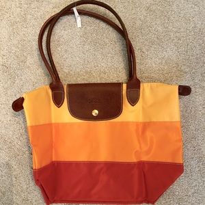 Rare Orange tricolor brand new  LONGCHAMP tote